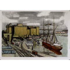 1973 Bernard Buffet's lithograph Le Havre Le bassin du commerce