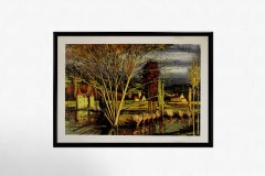 1973 Lithograph Château en Bretagne, paysage d'automne by Bernard Buffet