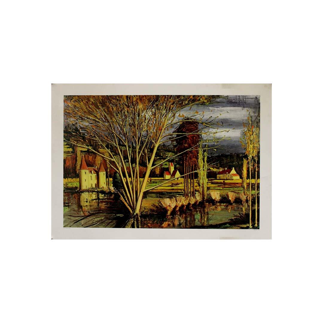 1973 Lithograph Château en Bretagne, paysage d'automne by Bernard Buffet For Sale 3