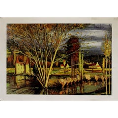 1973 Lithograph Château en Bretagne, paysage d'automne by Bernard Buffet