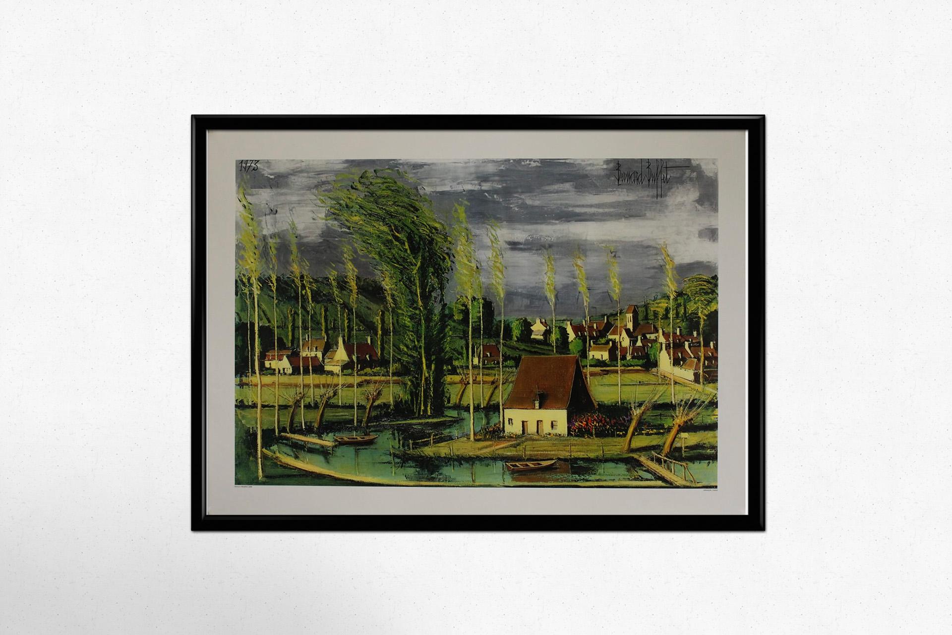 1973 Lithograph Village au soleil, bord de rivière by Bernard Buffet For Sale 1