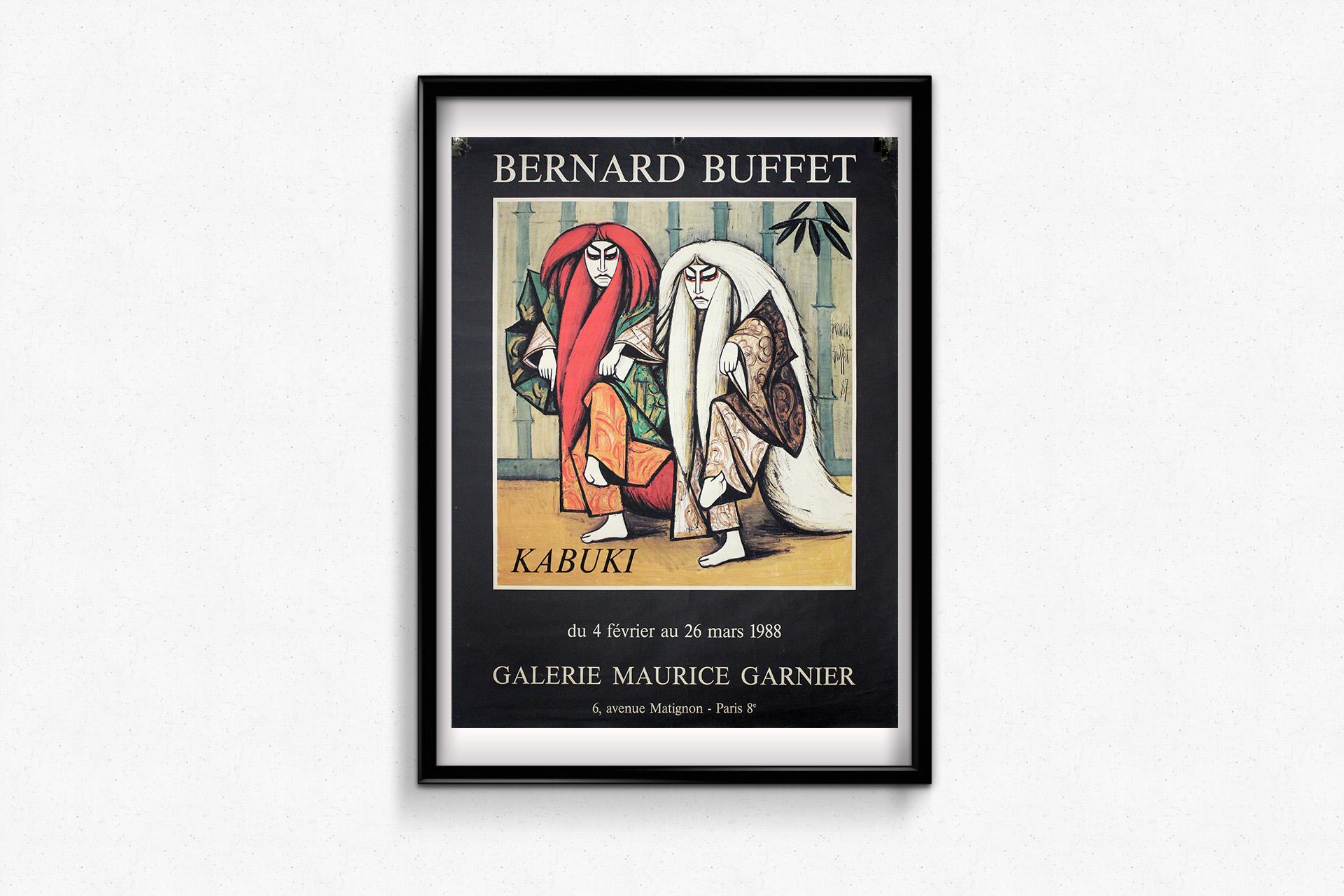 1988 Original exhibition poster for the Bernard Buffet show Kabuki For Sale 1