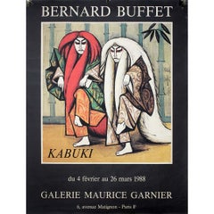 1988 Manifesto originale della mostra Bernard Buffet Kabuki
