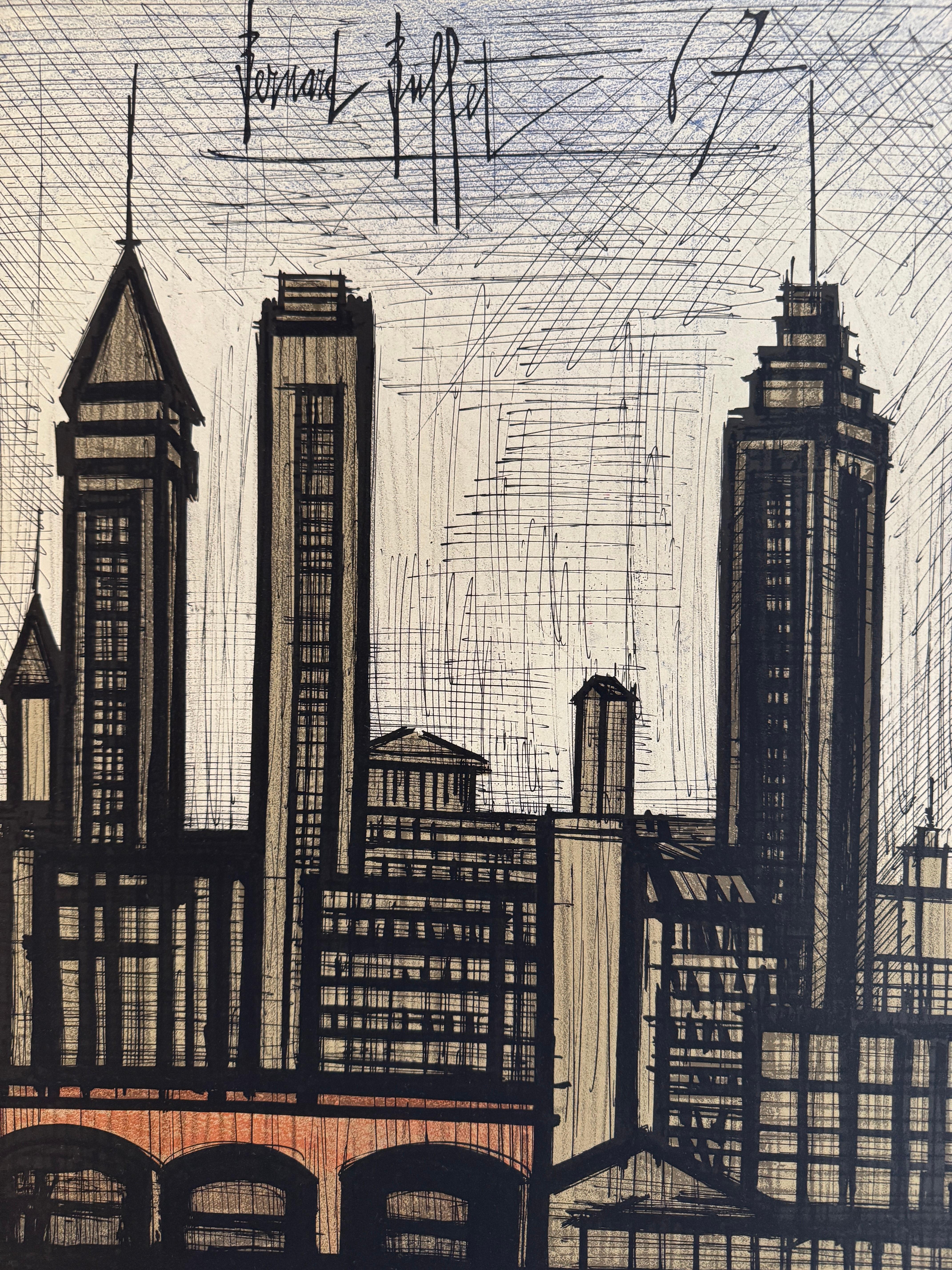 Atelier Mourlot - Nueva York (horizonte de Nueva York) de Bernard Buffet en venta 2