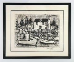 Bernard Buffet Engraving, Signed, 1992, Brittany, Port Saint-Jean