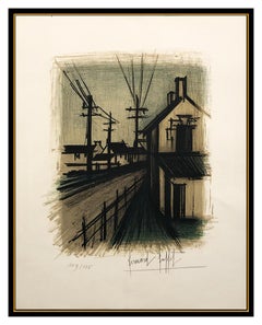 Bernard Buffet Original Color Lithograph Hand Signed Modern Landscape Framed Art
