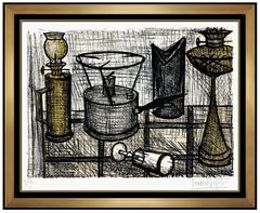 Bernard Buffet Original Lampe A Petrole Color Lithograph Hand Signed Still Life