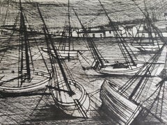 Bernard Buffet -- Sailing boats stranded at low tide
