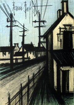 Bernard Buffet-The Village Road-12,25"" x 9,5"" - Lithographie-1966-Surréalisme