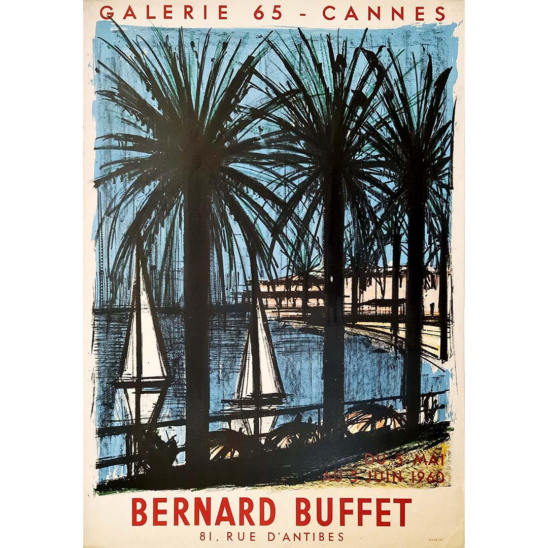Bernard Buffet's "Palmiers Bord de Mer" stands as a captivating testament to the artist's distinctive style and thematic exploration. Created as an exhibition poster for Galerie 65 in Cannes in 1960, this original piece captures the essence of