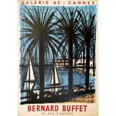 Retro Bernard Buffet's "Palmiers Bord de Mer" 1960 original exhibition poster - Cannes
