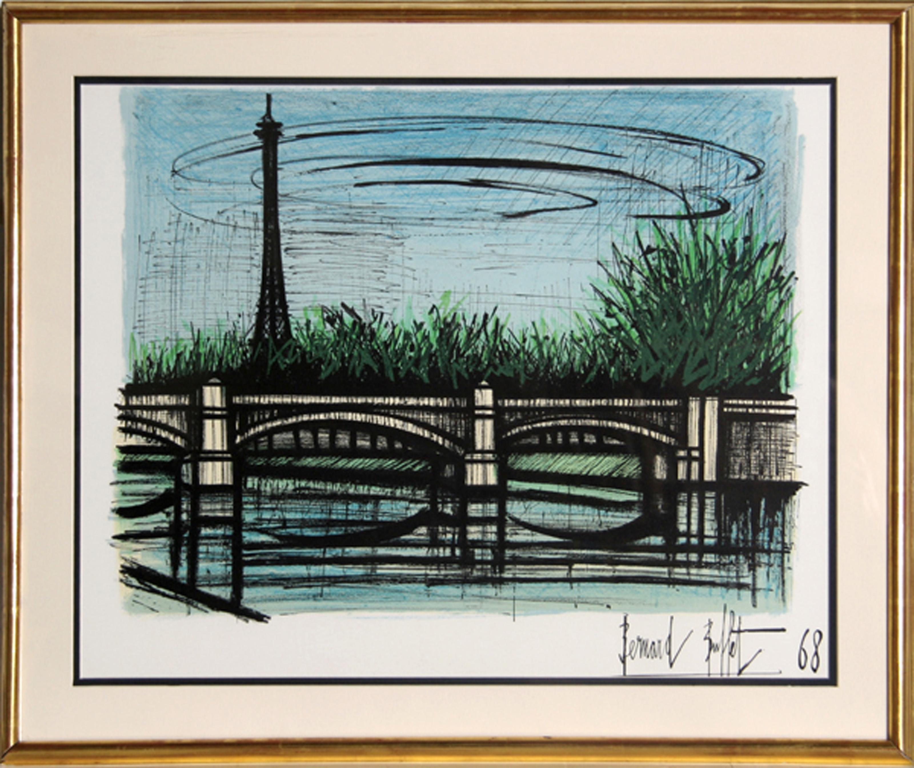 Bernard Buffet, francese (1928 - 1999) -  Ponte. Anno: 1968, Medium: Litografia, firmata sulla lastra, Dimensioni: 19.5 in. x 22.5 in. (49.53 cm x 57.15 cm), Dimensioni cornice: 23 x 27.5 pollici 