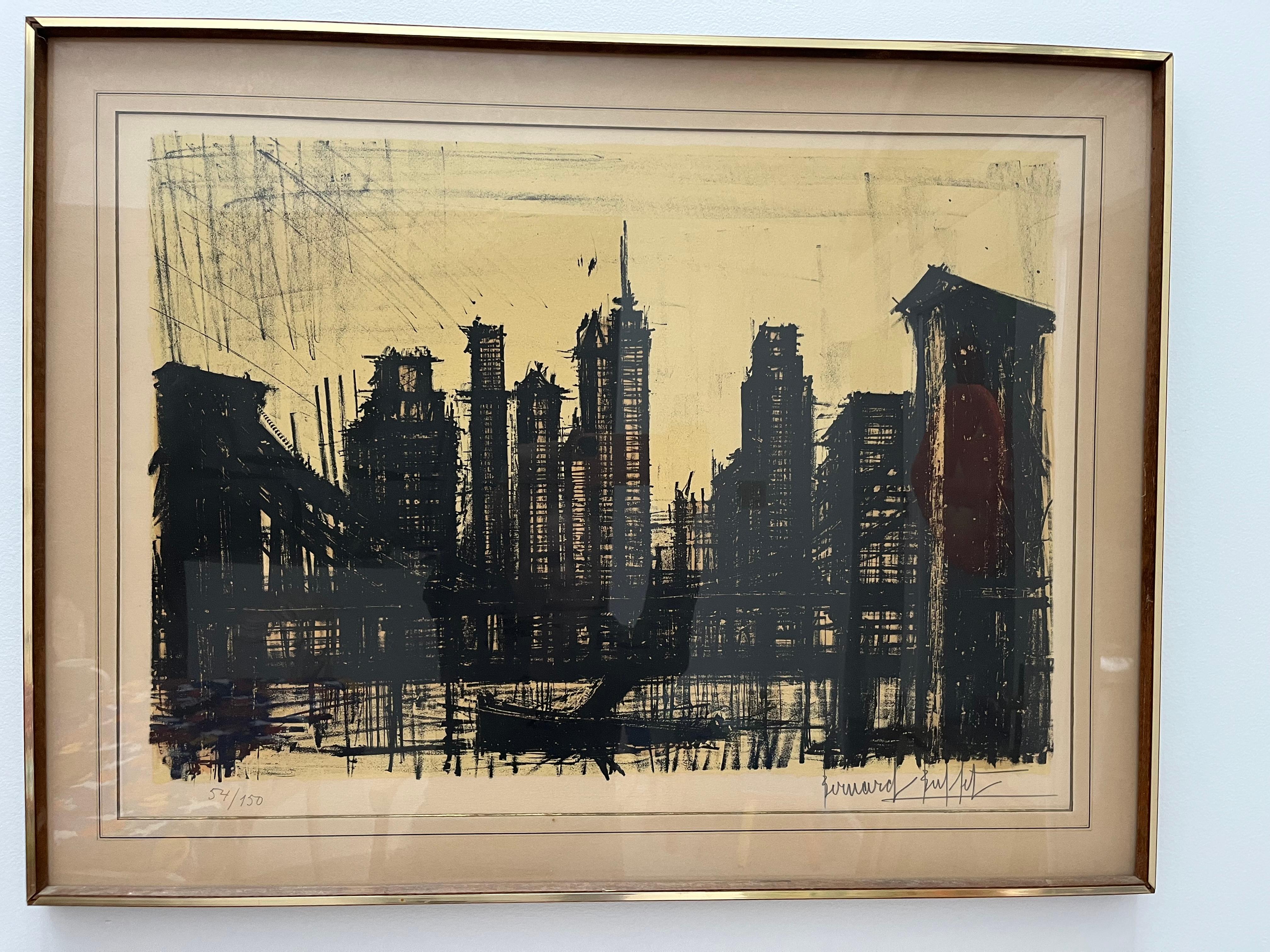 Bernard Buffet Landscape Print - Brooklyn Bridge