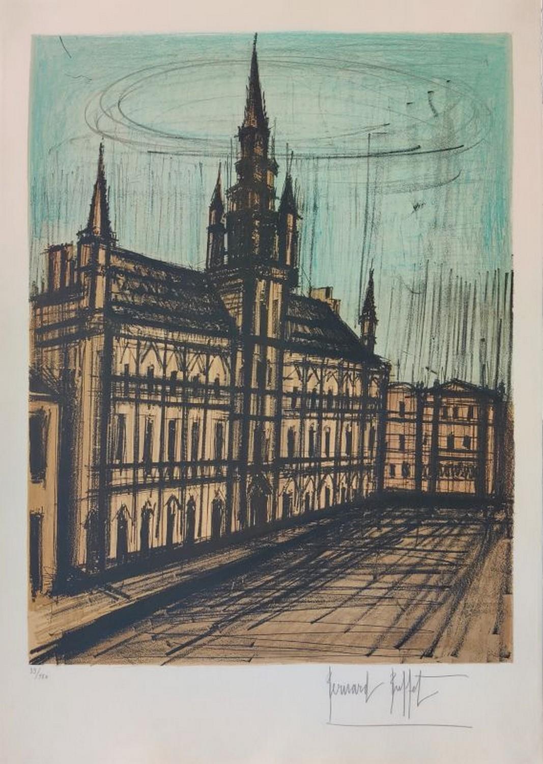 Bernard Buffet Abstract Print - Brussels City Hall 