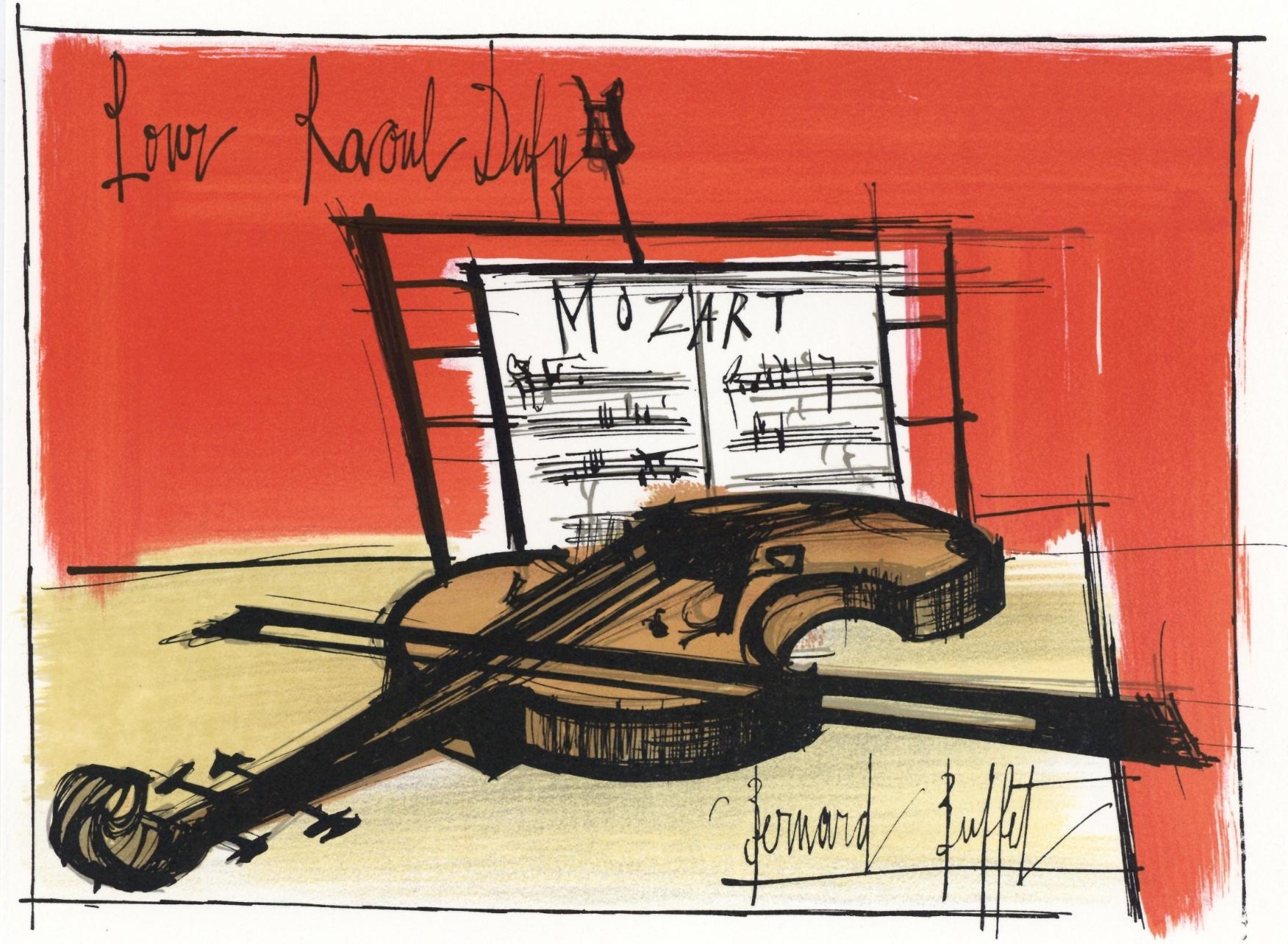 Figurative Print de Bernard Buffet - Buffet, Composición, Lettre à mon peintre Raoul Dufy (after)