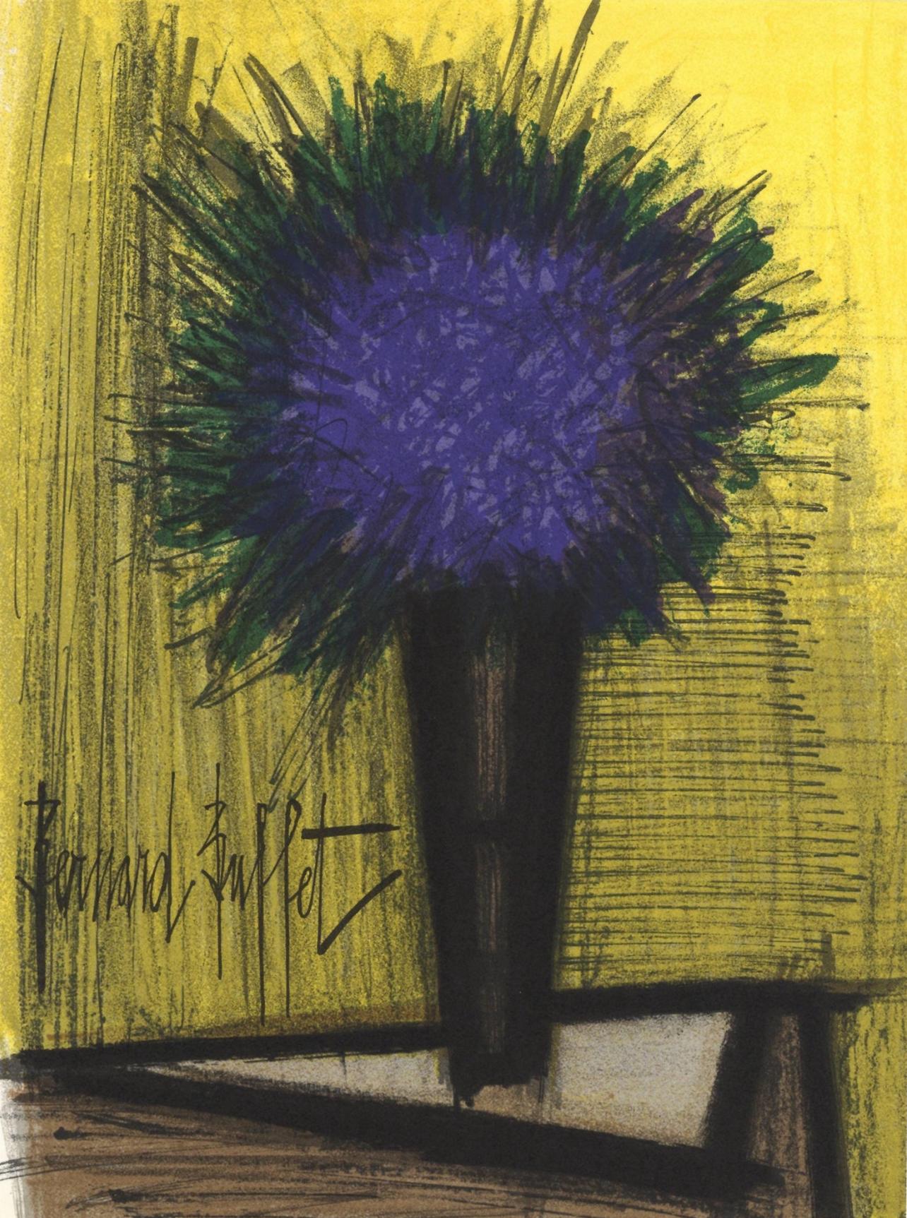 Landscape Print di Bernard Buffet - Buffet, Le bouquet violet, Litografie 1952-1966 (dopo)