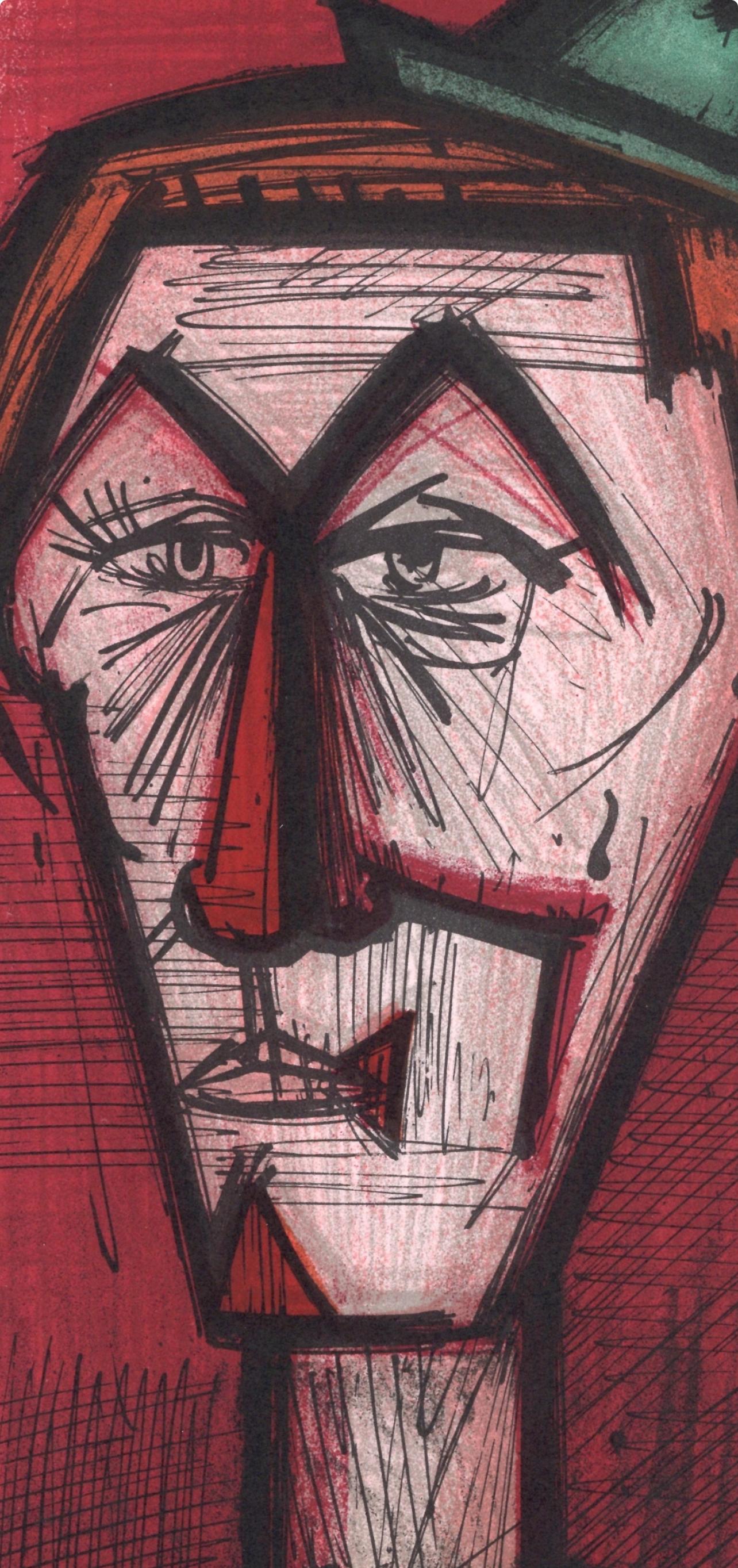 Buffet, Le clown au fond rouge, Lithographs 1952-1966 (after) - Print by Bernard Buffet