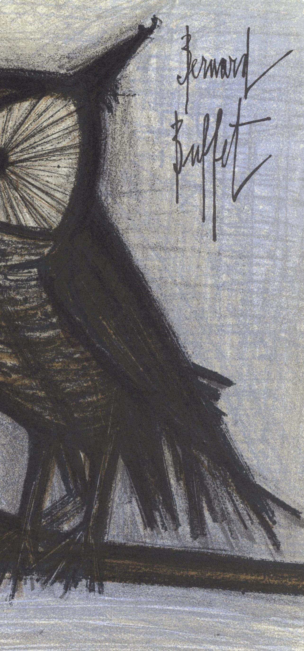 Buffet, Le petit hibou, Litografie 1952-1966 (dopo) - Landscape Print Grigio di Bernard Buffet