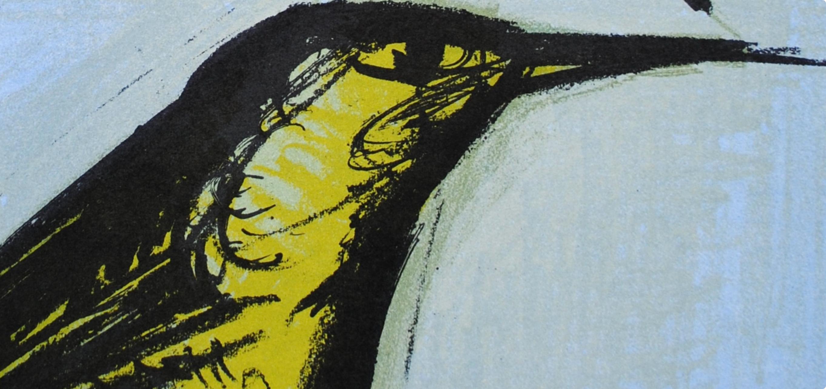 Buffet, Les deux oiseaux, Lithographs 1952-1966 (after) - Blue Figurative Print by Bernard Buffet