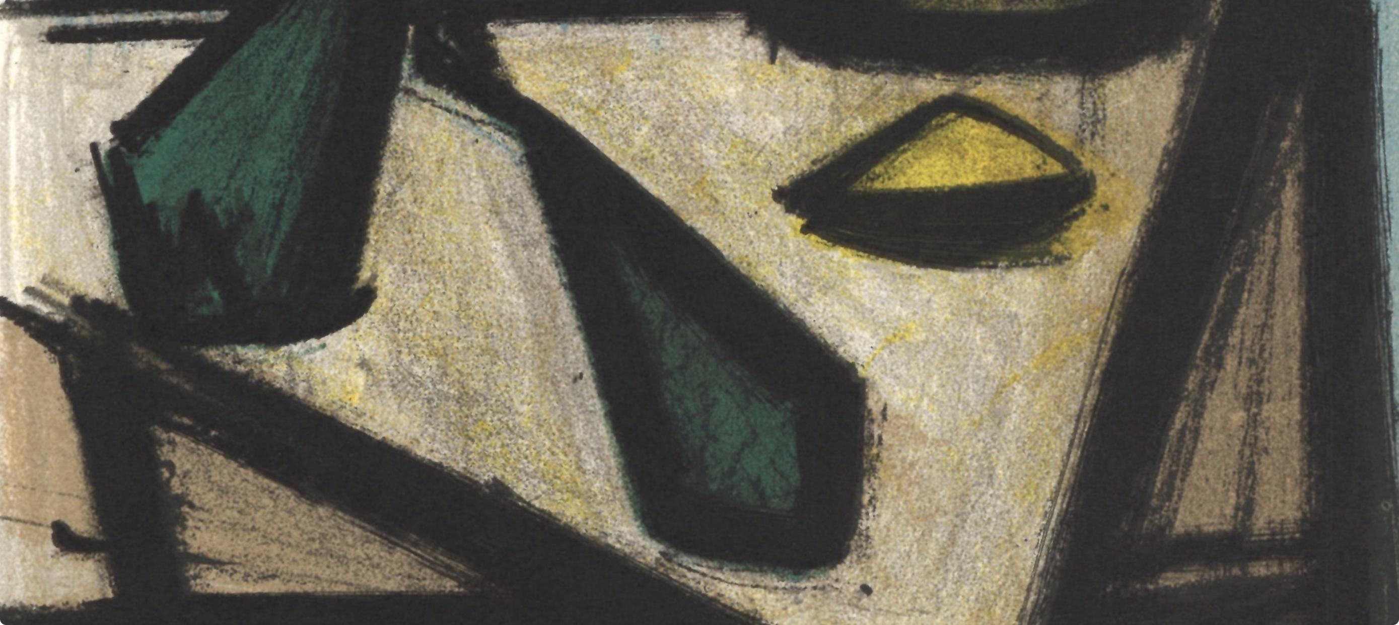 Buffet, Nature morte a la bouteille, Litografías 1952-1966 (después) - Landscape Print Gris de Bernard Buffet