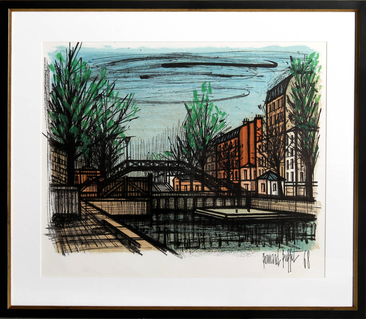 Canal St. Martin, Lithograph by Bernard Buffet