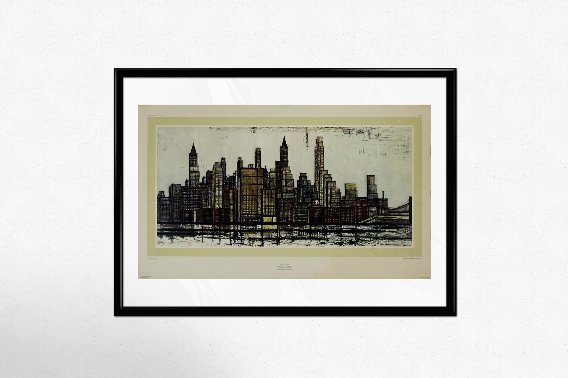 Affiche originale de Bernard Buffet datant de 1965 - La ligne d'horizon de New York en vente 1