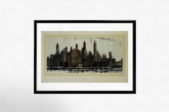 Cartel original de Bernard Buffet de 1965 - El horizonte de Nueva York