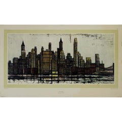 Affiche originale de Bernard Buffet datant de 1965 - La ligne d'horizon de New York