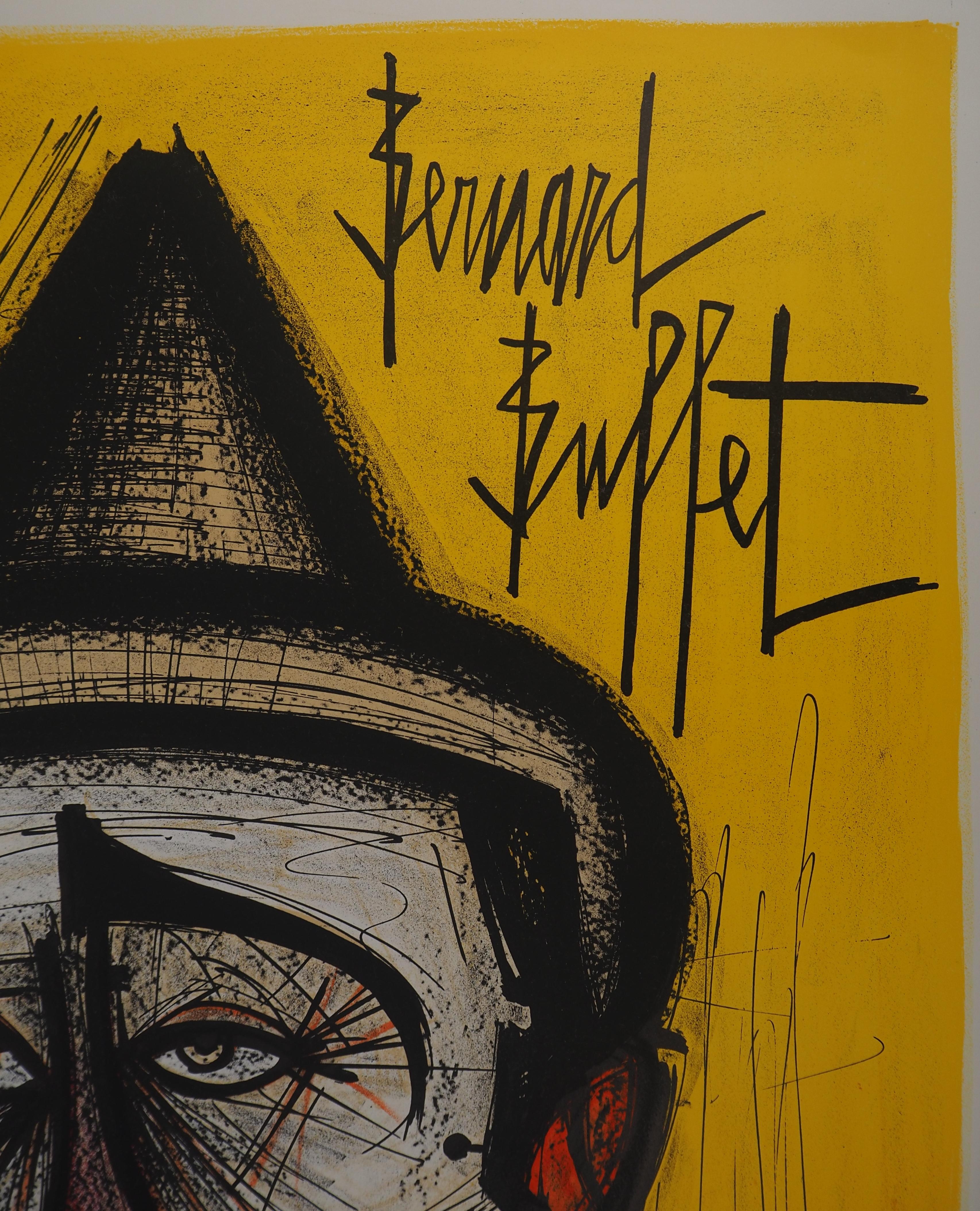 Circus : Das Clown – Originallithographie – Mourlot 1968 (Braun), Portrait Print, von Bernard Buffet