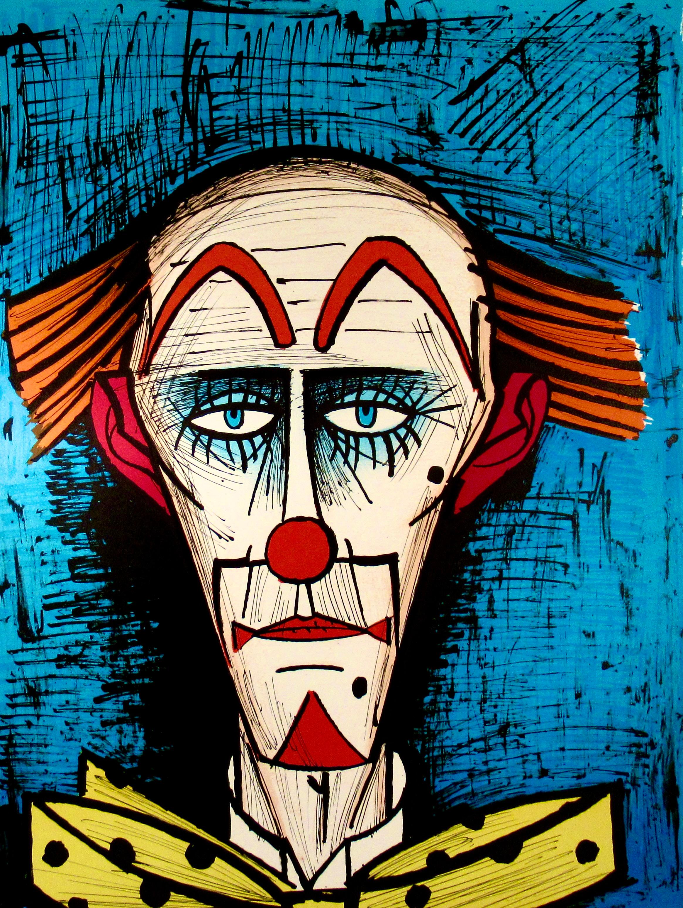 Clown sur Fond Bleu - Print by Bernard Buffet
