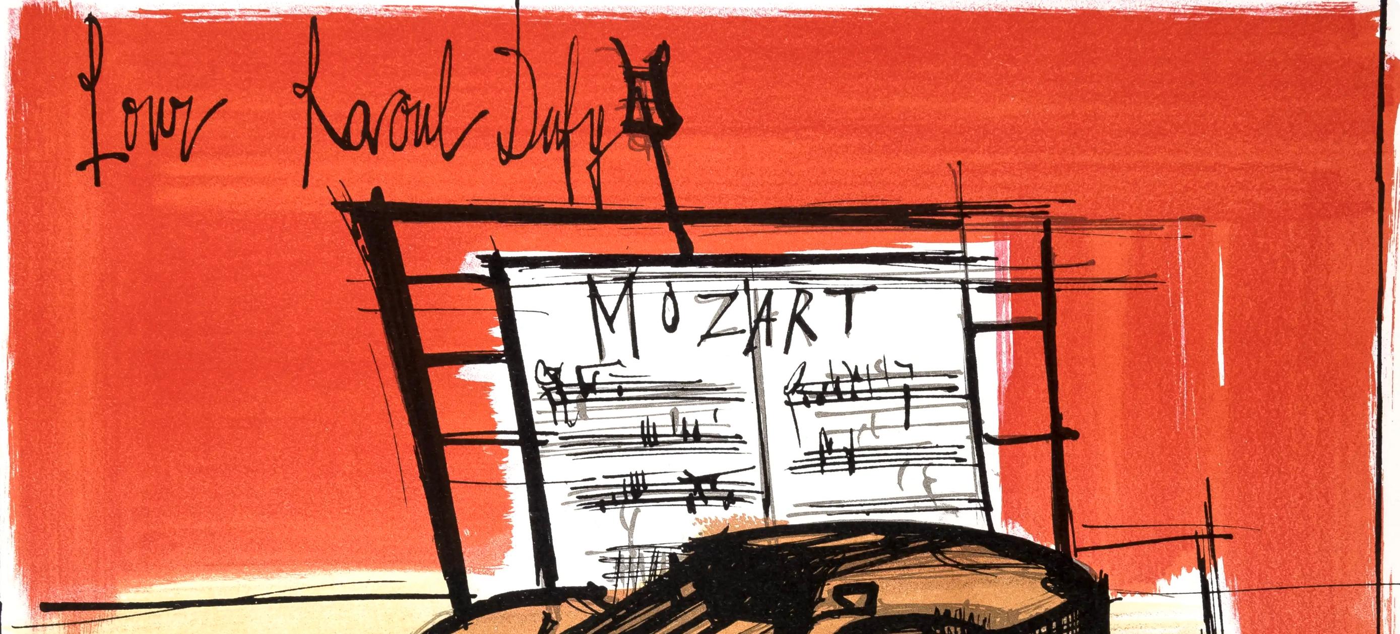 Composition, Lettre à mon peintre Raoul Dufy - Red Still-Life Print by Bernard Buffet
