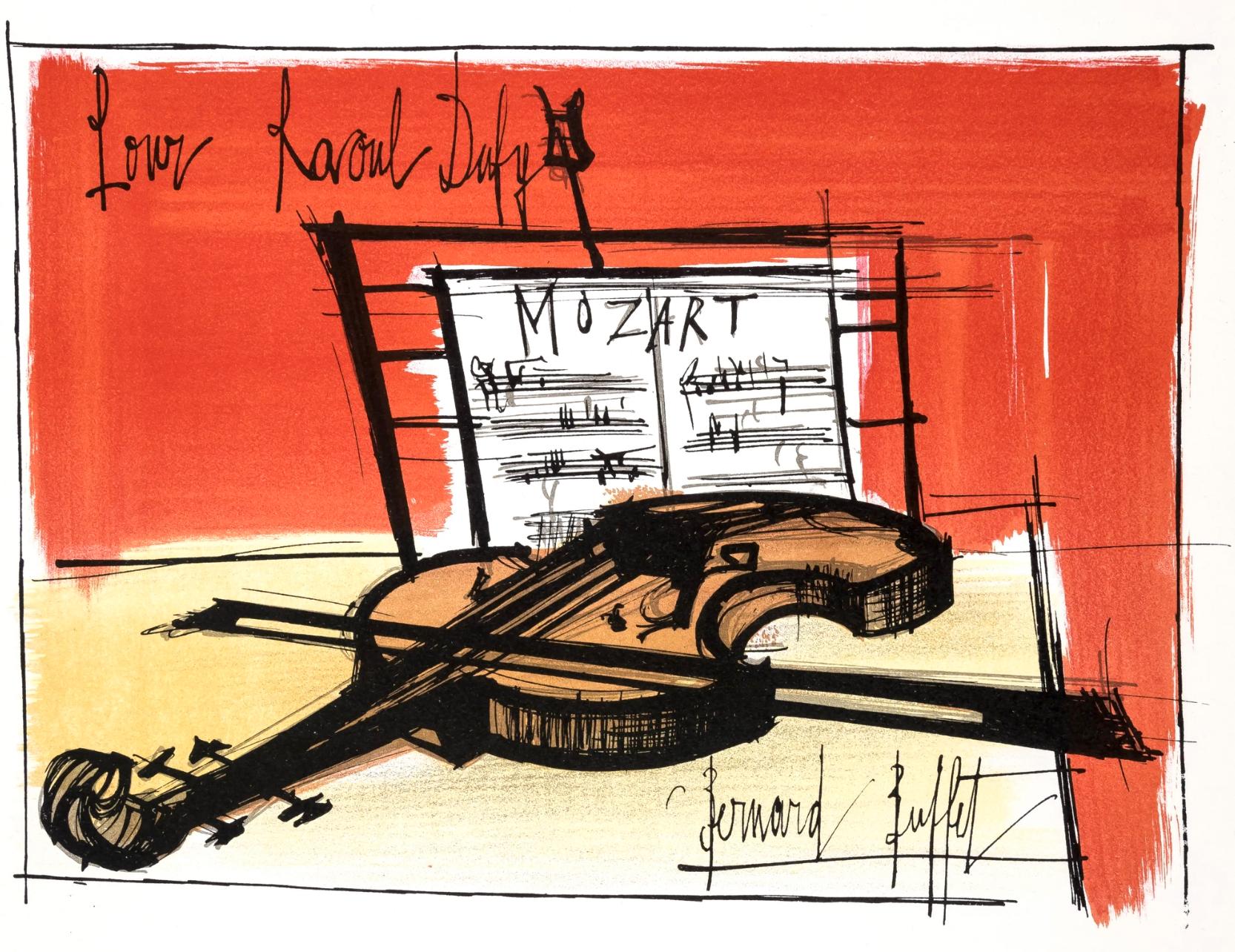 Bernard Buffet Still-Life Print - Composition, Lettre à mon peintre Raoul Dufy