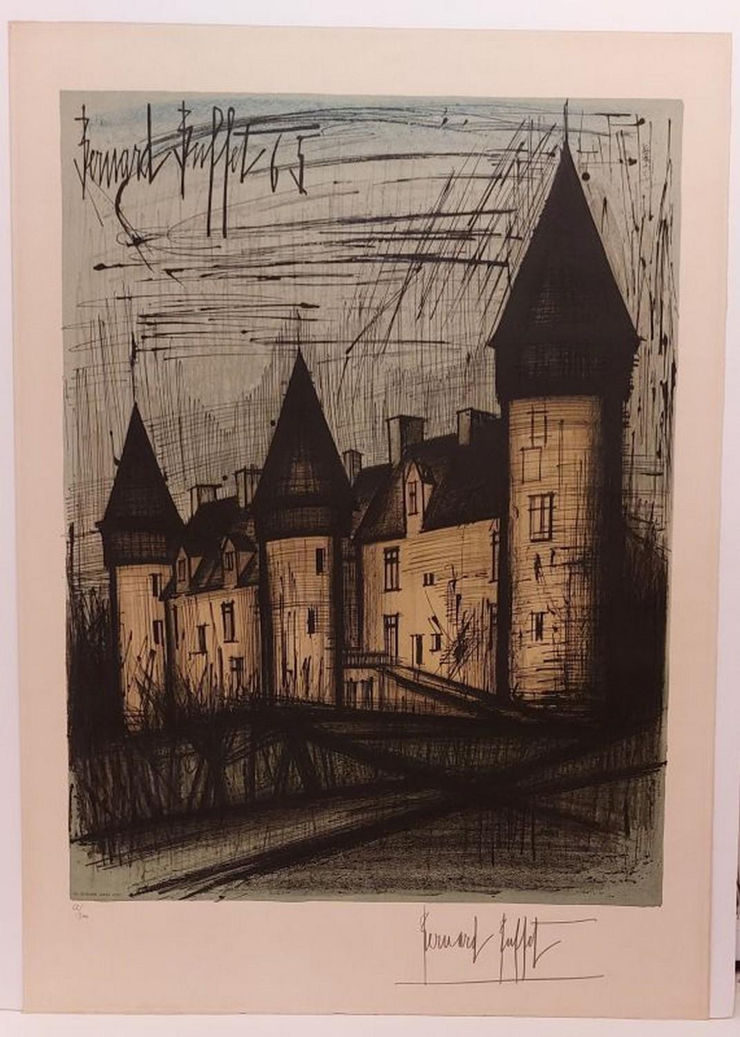 Bernard Buffet Abstract Print - Culan castel