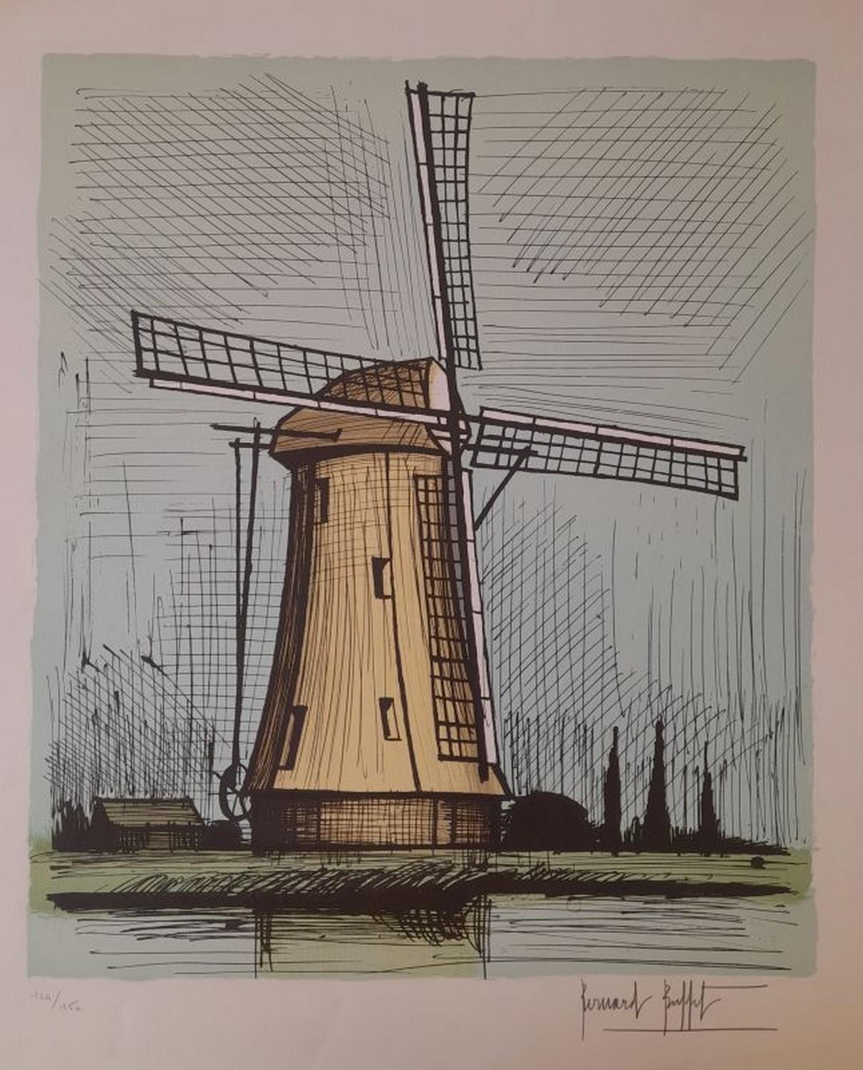 Bernard Buffet Abstract Print - Dutch windmill 