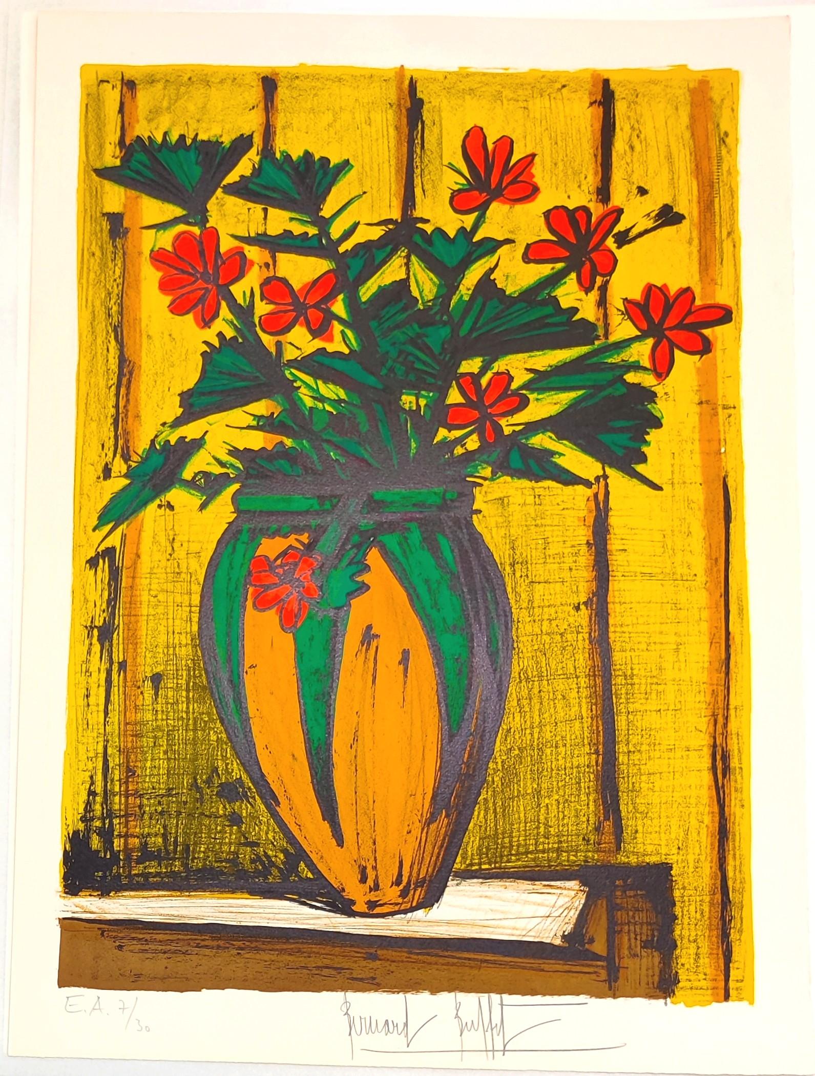 Flowers in a pot  - Print by Bernard Buffet