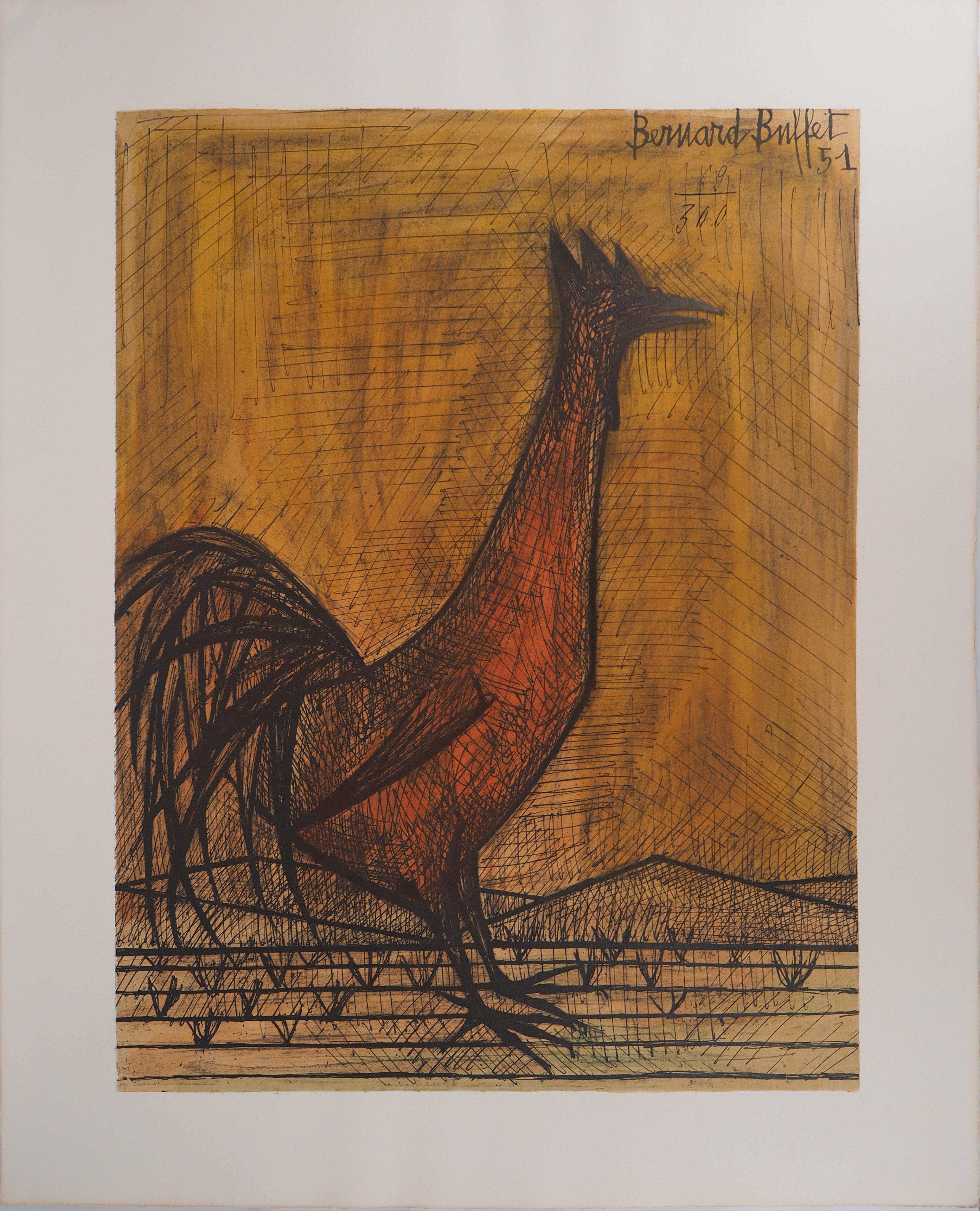 Bernard Buffet Animal Print - France : The Rooster - Lithograph