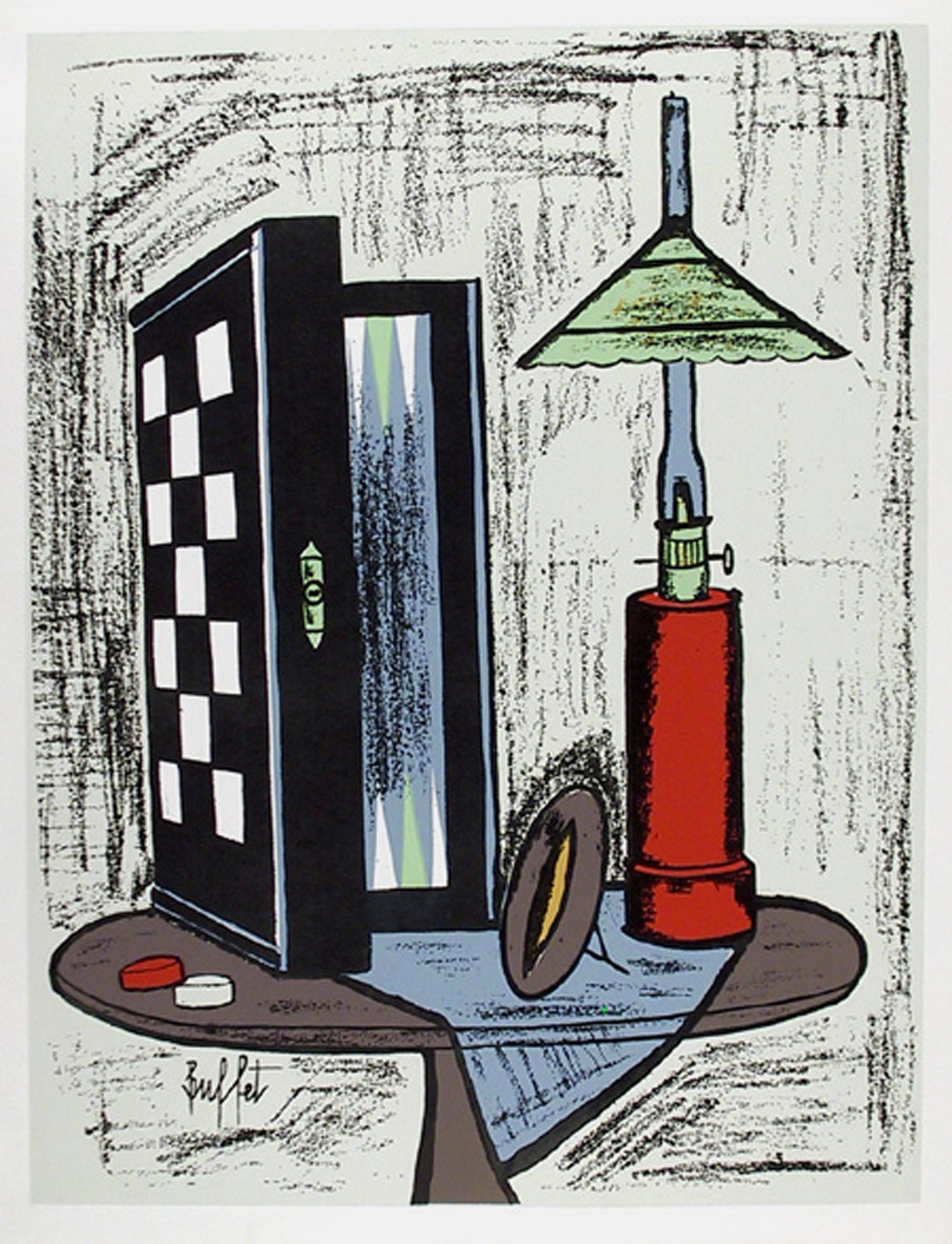 Bernard Buffet, French (1928 - 1999) -  Game Table. Year: circa 1970, Medium: Lithograph Poster, Size: 26 in. x 20 in. (66.04 cm x 50.8 cm) 