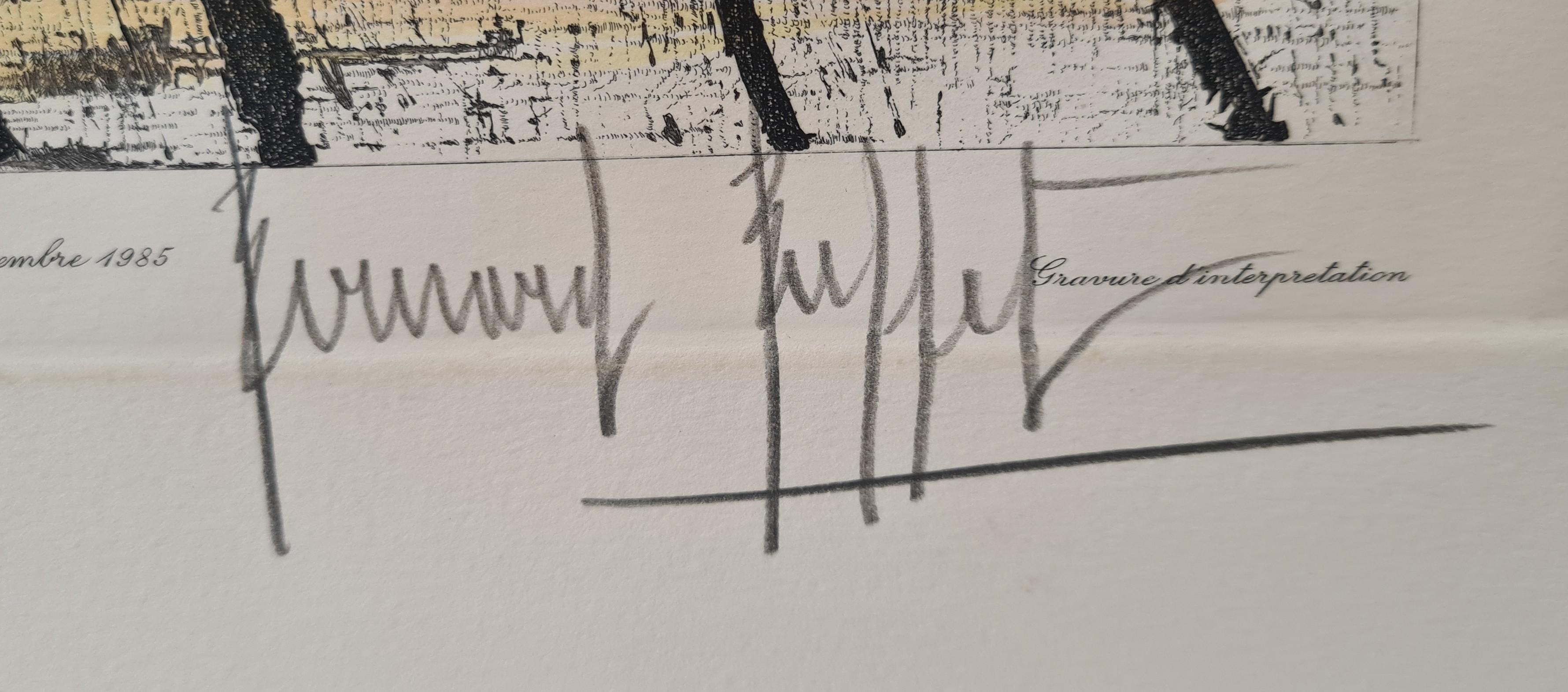 Engraving, 1985
Handsigned by the artist in pencil and numbered 206/275
Publisher : Magui, France

Printer : P. B. Spalaïkovitch, Atelier Magui, France

56.50 cm. x 76.00 cm.  22.24 in. x 29.92 in. (paper)

43.00 cm. x 55.00 cm.  16.93 in. x 21.65