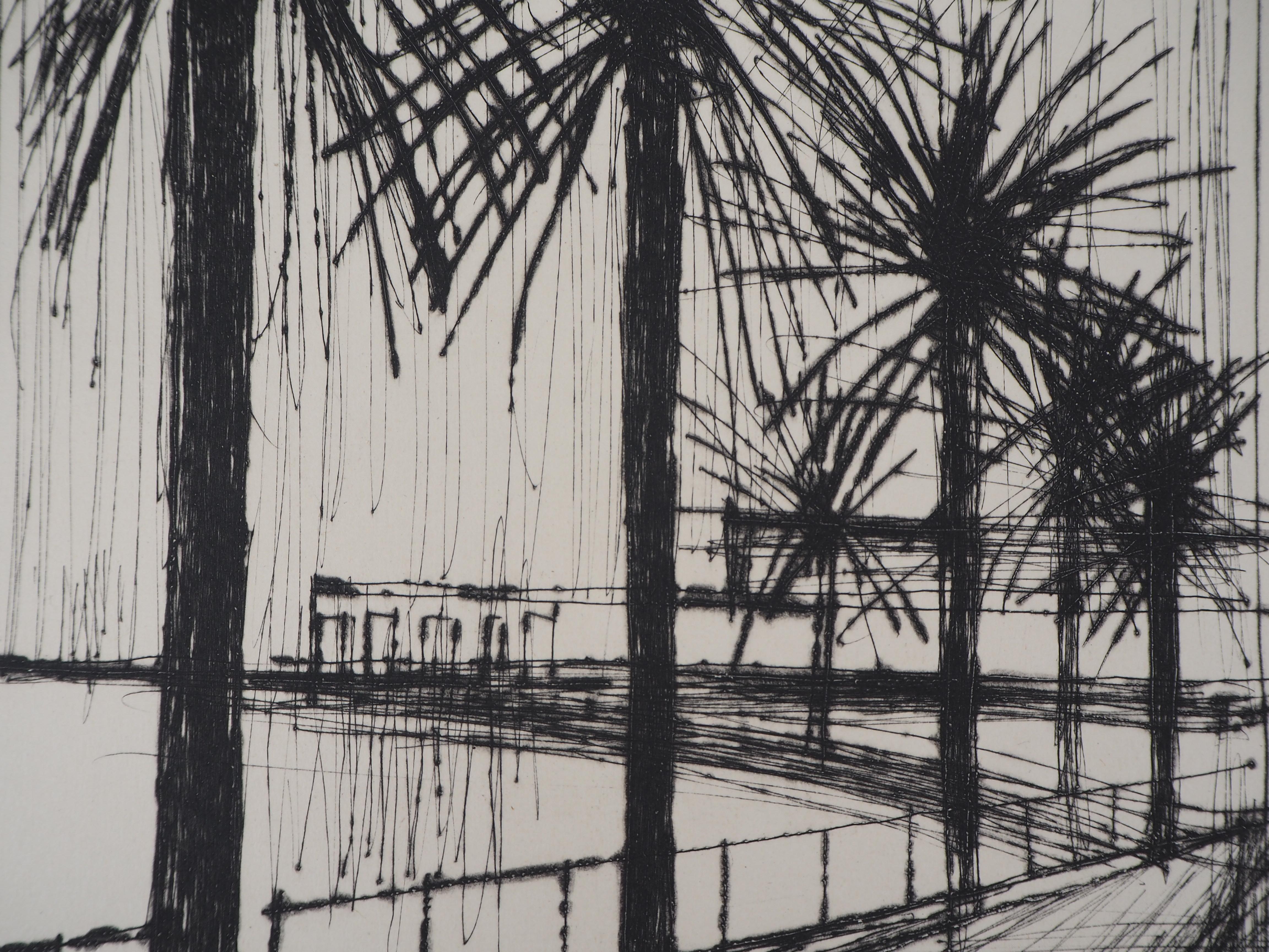 Italia : Las palmeras de Nápoles - Grabado original, 1959 (Reims nº 340) - Print de Bernard Buffet