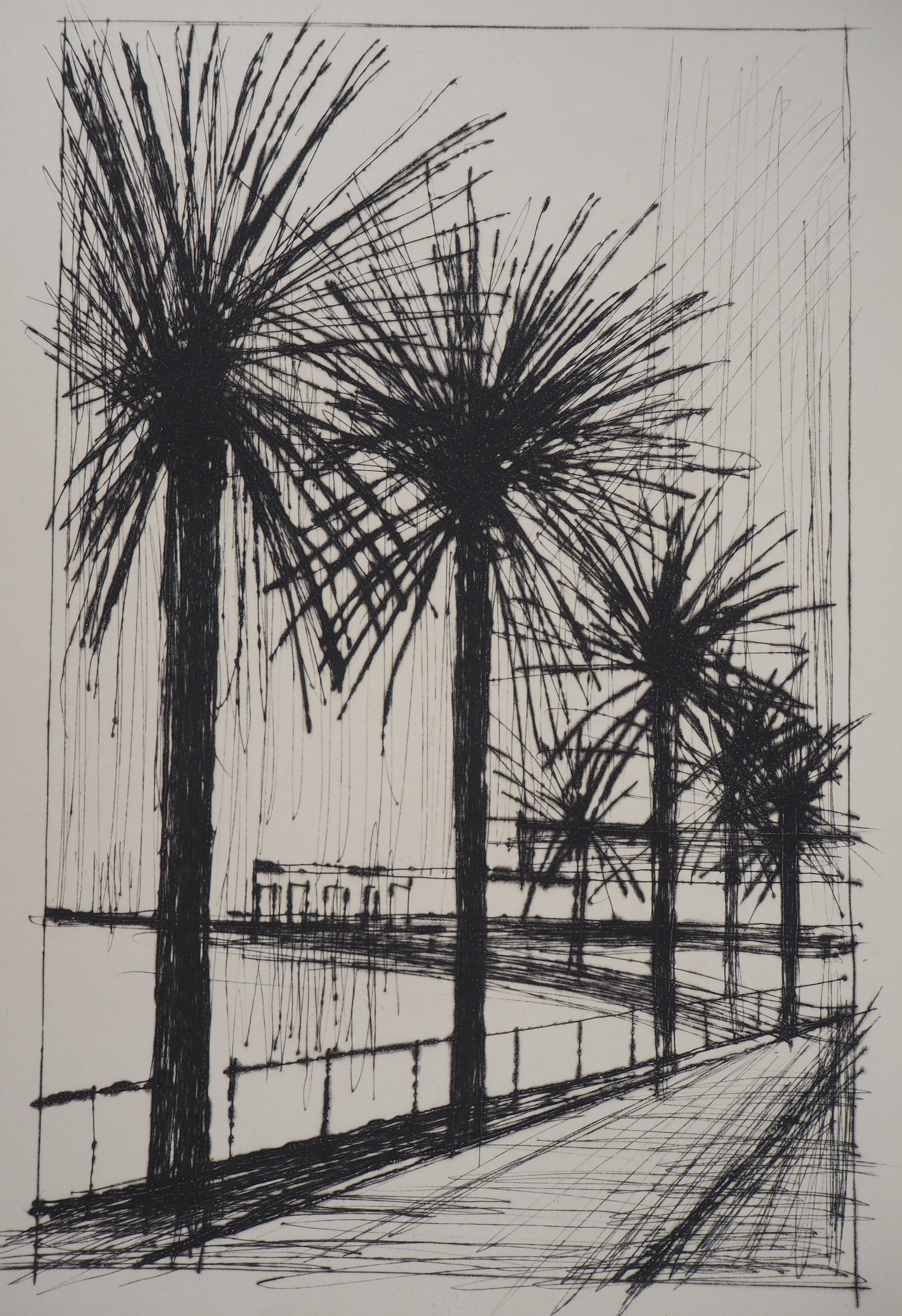  Italien: „Die Palmen von Neapel“ – Original-Radierung, 1959 (Reims #340) (Moderne), Print, von Bernard Buffet