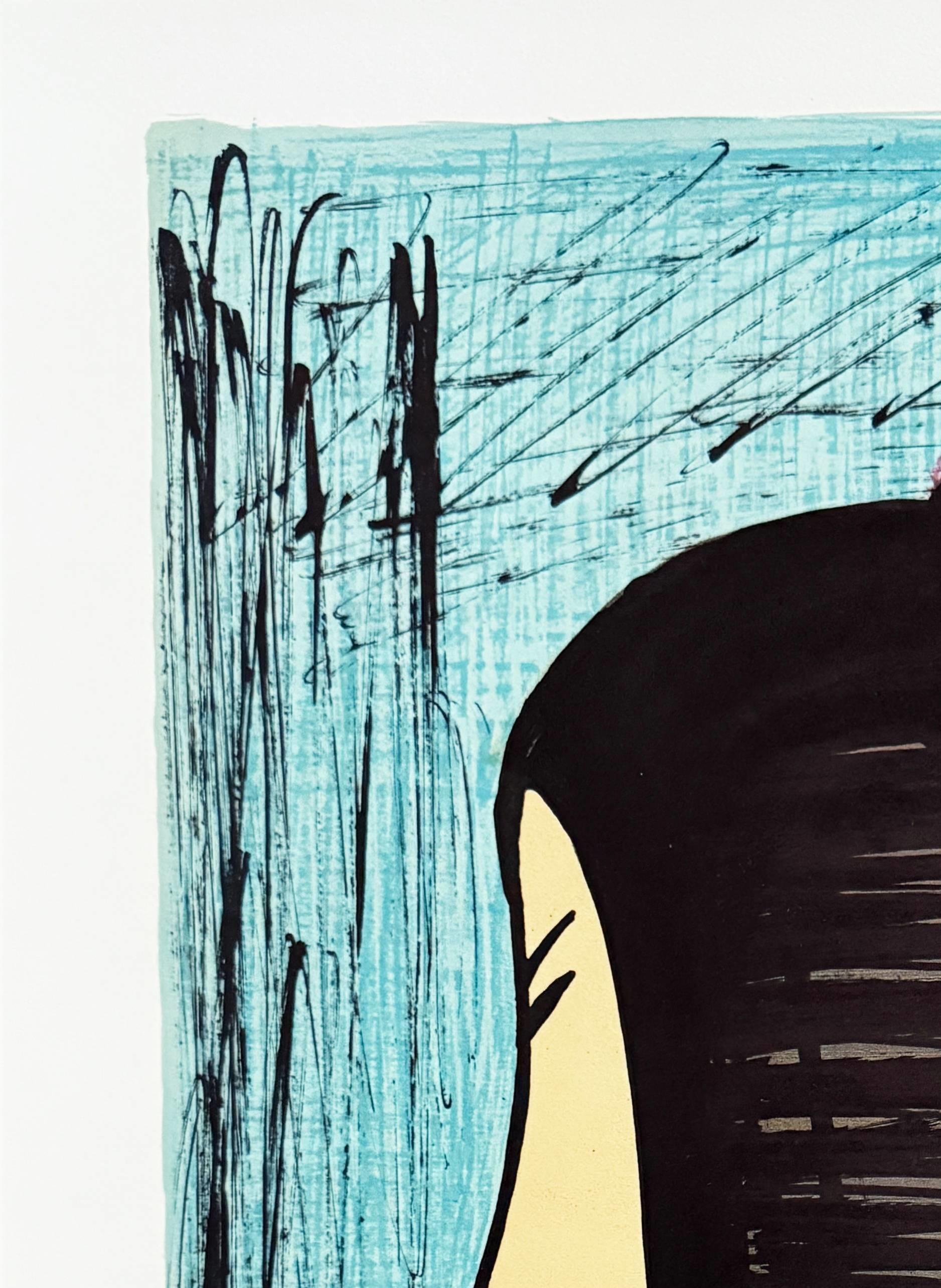 Jeune japonaise à la chevelure fleurie - Expressionniste Print par Bernard Buffet