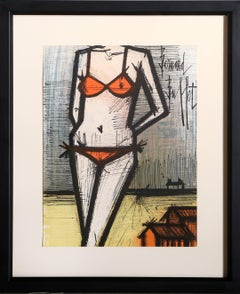 La Plage, lithographie encadrée par Bernard Buffet