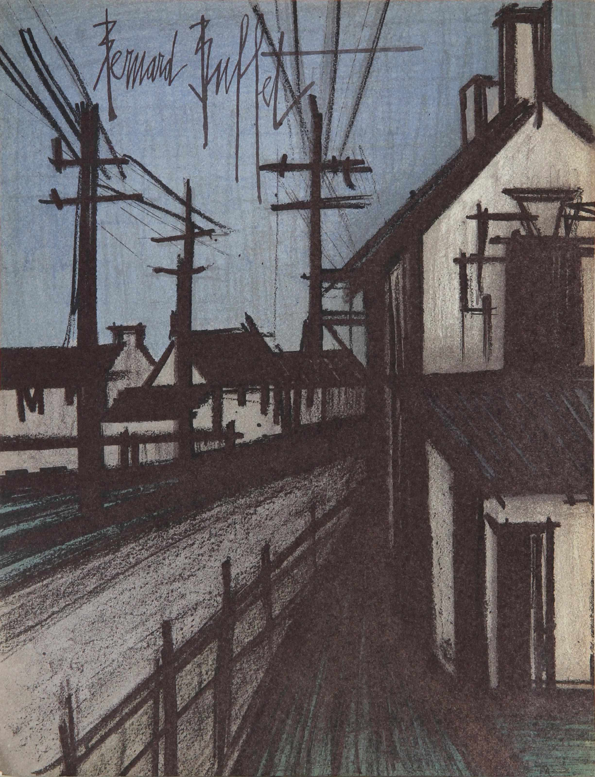 Bernard Buffet, French (1928 - 1999) -  La Route du Village. Year: 1967, Medium: Lithograph, signed in the plate, Size: 13 in. x 10 in. (33.02 cm x 25.4 cm) 
