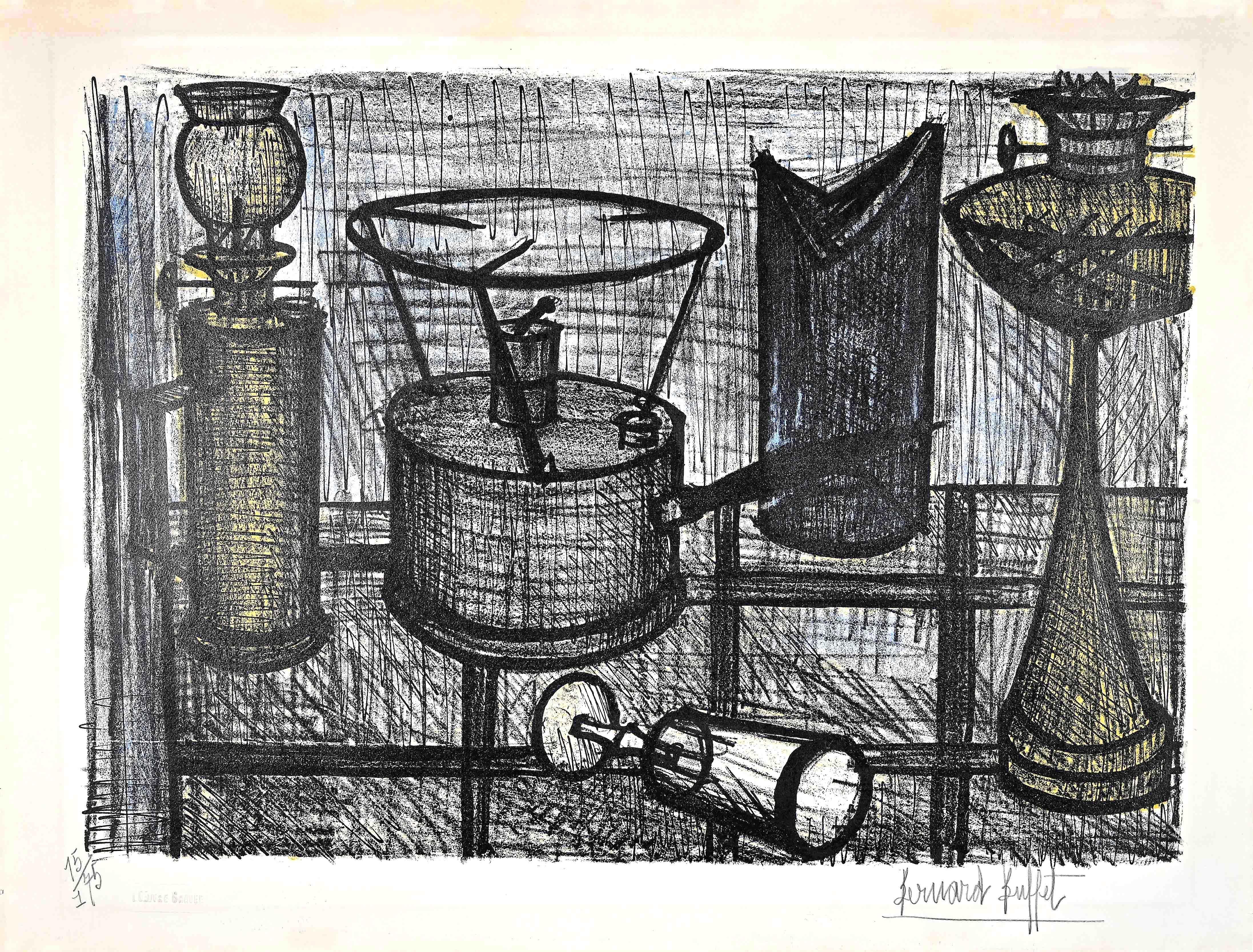 La lampe est une œuvre d'art originale réalisée par Bernard Buffet en 1954.

Lithographie en couleur sur papier vélin.

Signé à la main "Bernard Buffet" dans la marge inférieure droite. Numéroté en bas à gauche.  Edition de 15/175 num.
Pas avec