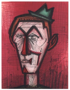 "Le clown au fond rouge" original lithograph