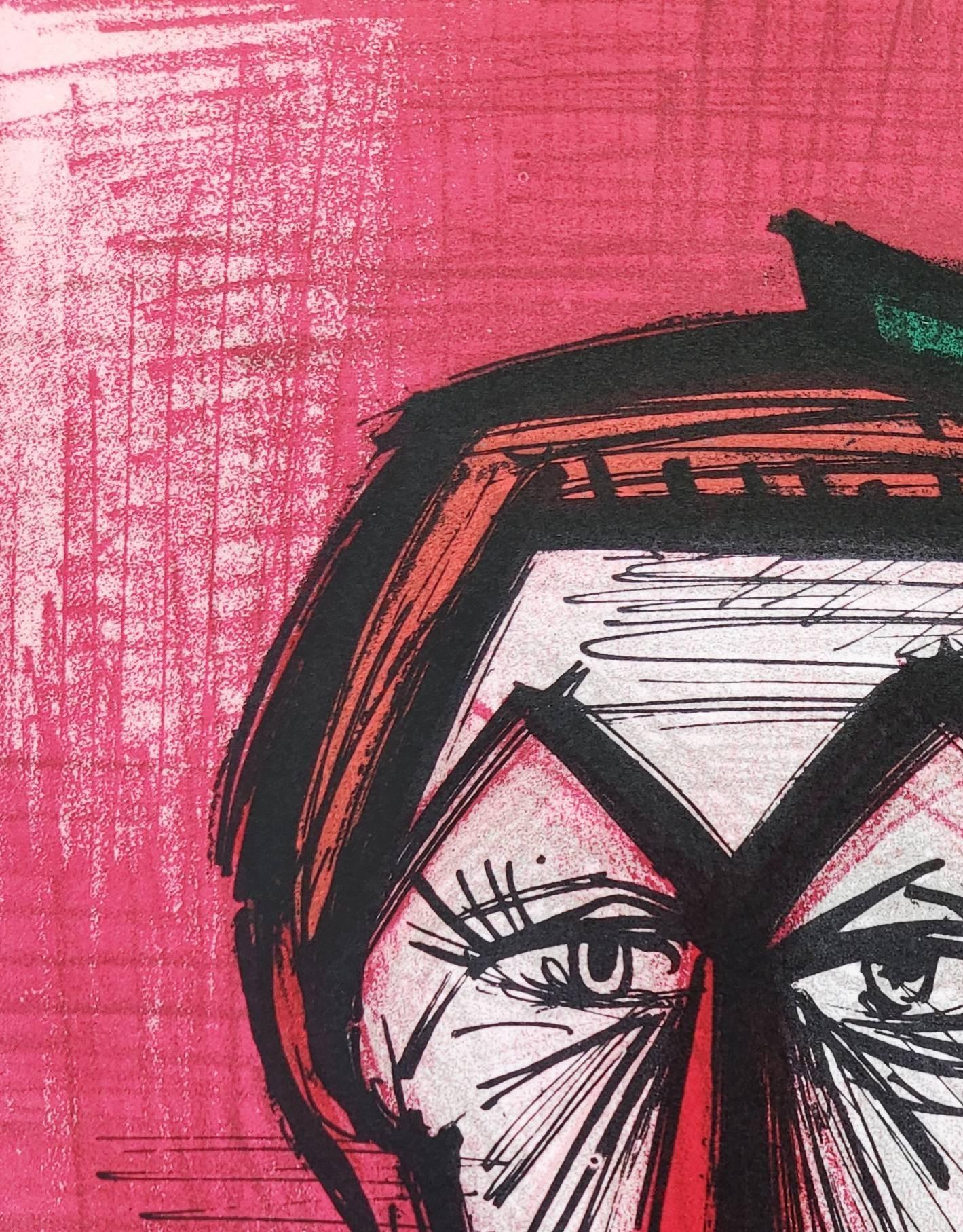 Le Clown Rouge - Expressionist Print by Bernard Buffet