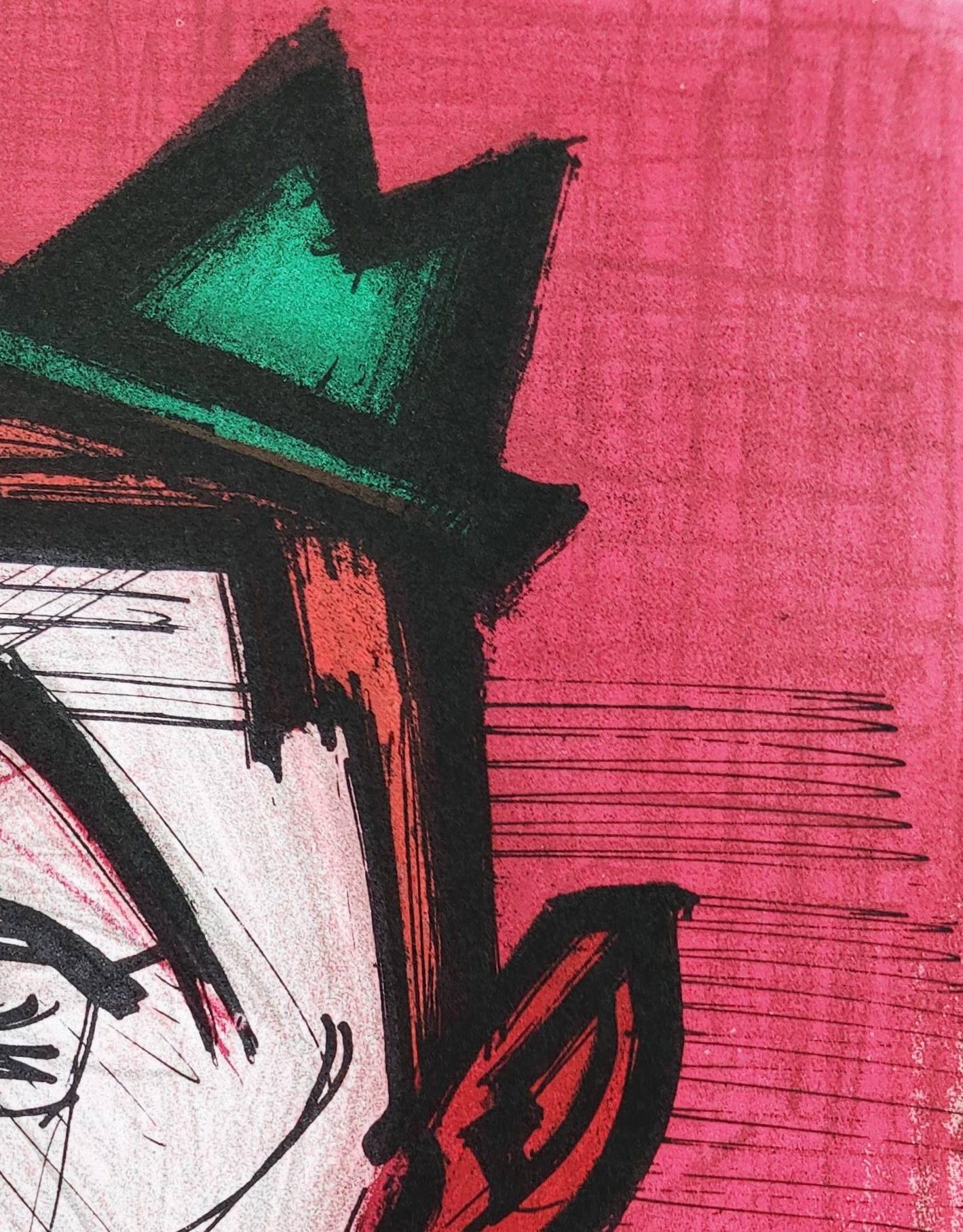 Le Clown Rouge - Black Print by Bernard Buffet