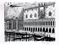 Vintage Le Palais des Doges (B&W) - Venise by Bernard Buffet, 1986