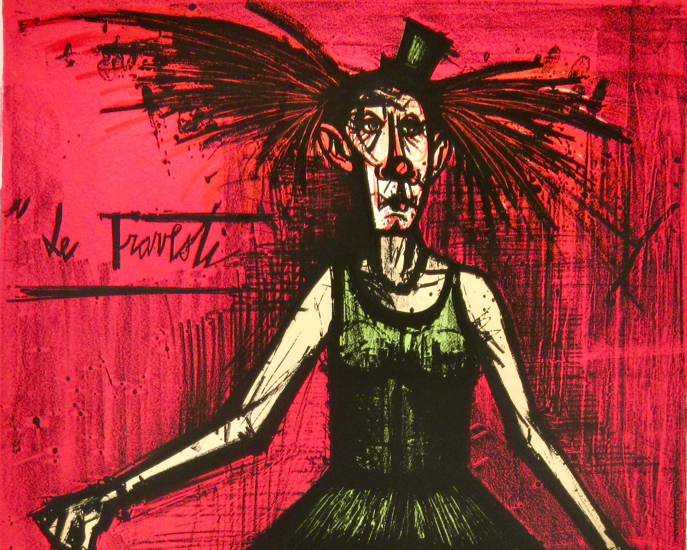 Le Travesti (The Transvestite) - Black Figurative Print by Bernard Buffet