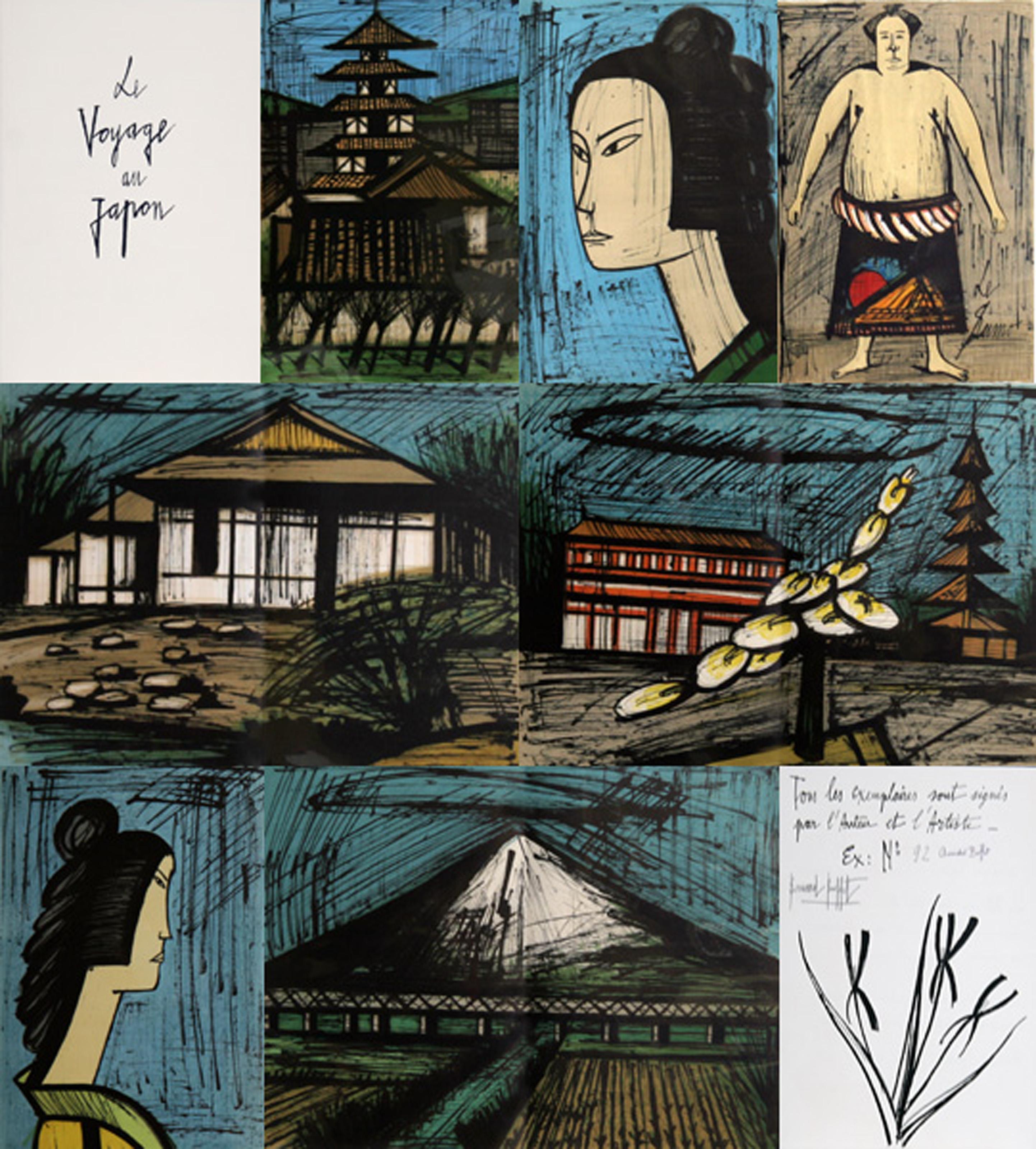 Le Voyage au Japon Portfolio, Portfolio Book with 24 Lithographs by Buffet - Print by Bernard Buffet
